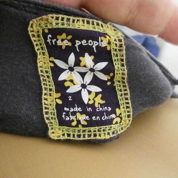 Free People Empire Waist Tiered Colorful Cloud Print Babydoll Dress Tie Back 2 - Picture 8 of 12